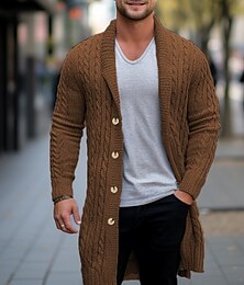 abordables -Hombre Pulóveres Chaqueta de Punto Tejer Sayo De Punto Plano Redonda Calentadores Contemporáneo moderno Ropa Cotidiana Noche Ropa Invierno Otoño Negro Color Camello M L XL