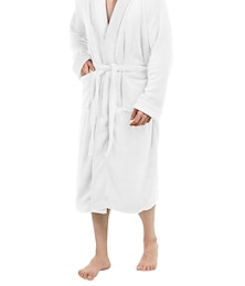 economico -Per uomo Pigiami Accappatoio Accappatoi Liscio Moda Informale Comoda Interni Giornaliero Da letto Flanella Comfort Caldo Bavero Manica lunga Tasche Cintura inclusa Autunno Inverno Nero Bianco