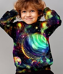 cheap -Boys 3D Galaxy Sweatshirt Pullover Long Sleeve 3D Print Fall Winter Fashion Streetwear Cool Polyester Kids 3-12 Years Outdoor Casual Daily Regular Fit