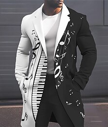 economico -Per uomo Note musicali Cappotto invernale Cappotto Tenere al caldo Traspirante Comodo Di tendenza Streetwear Lavoro Ufficio Indossalo per lavorare Per uscire Tasche Stampa Autunno inverno Collo