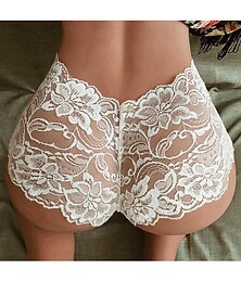 abordables -Lencería sexy para mujer, bragas eróticas, tentación de pestañas, pantalones huecos de cintura baja, bragas sexy de encaje transparente