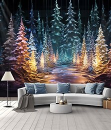 economico -arazzo appeso albero inverno bianco foresta arte murale grande arazzo decorazione murale fotografia sfondo coperta tenda casa camera da letto soggiorno decorazione