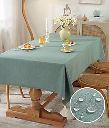 abordables -Nappe rectangulaire imperméable, résistante aux taches, tissu sans plis, lavable en coton et lin, pour salle à manger, fête, décoration de vacances