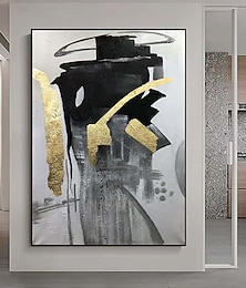 abordables -grande peinture à la main en feuille d'or peinte à la main peinture à l'huile en noir et blanc art mural peintures abstraites art abstrait beige blanc peinture minimaliste sur toile décor toile roulée