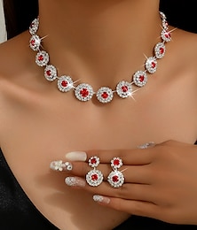 abordables -Parure de Bijoux 2 pièces Strass Alliage 1 Collier Boucles d'Oreilles Femme Mode mode simple Géométrique Forme Géométrique Parure de Bijoux Pour Mariage Soirée robe demoiselle d honneur