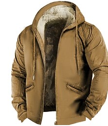 economico -Per uomo Sherpa Linend Marrone Verde Cachi Grigio Con cappuccio Stampe astratte Cerniera Tasche Sportivo Giornaliero Sport Stampa 3D Vello Streetwear Originale Informale Inverno Abbigliamento Felpe