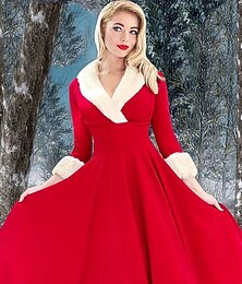 abordables -Papá Noel Mrs.Claus vestido de navidad de lujo Mujer Navidad Año Nuevo Nochebuena Navidad Adulto Navidad Víspera de año nuevo Vestido