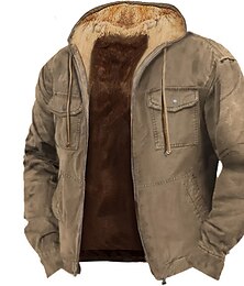 economico -Per uomo Felpa con cappuccio e zip Felpa con cappuccio a zip intera Giacca in pile Marrone Verde Cachi Con cappuccio Liscio Zip Up Tasca frontale Sportivo Giornaliero Per eventi Poliestere Streetwear
