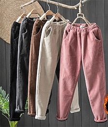 Χαμηλού Κόστους -γυναικεία skinny παντελόνια fleece κοτλέ παντελόνι ολόσωμο streetwear απλό καθημερινό μαύρο ροζ m l φθινοπωρινό χειμώνα