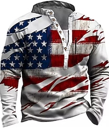 cheap -Men's Unisex Sweatshirt Pullover Button Up Hoodie Red Royal Blue Standing Collar Graphic Prints National Flag Zipper Print Daily Sports Holiday 3D Print Streetwear Designer Casual Spring &  Fall