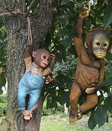 economico -Ornamenti da giardino per animali da esterno Decorazione statua in resina della scimmia Statua fai da te Statua di famiglia in miniatura Casa delle bambole Ornamento da giardino Accessori per giardino