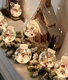 abordables -Rideaux lumineux de Noël à LED de 3 m, boule de souhaits, vieil homme bonhomme de neige suspendu à un arbre de Noël, lumières d'arrangement de fenêtre, lumières de fil de cuivre de décoration de festival