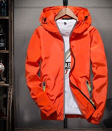 billiga -Herr Lättviktsjacka Utomhusjacka Sommarjacka Vindtät jacka Semester Utomhussport Reflekterande UV-resistent Sommar Höst Ensfärgat Modern Stil Huva Normal N503 orange N503 mörkblå N503 grå N503 vit