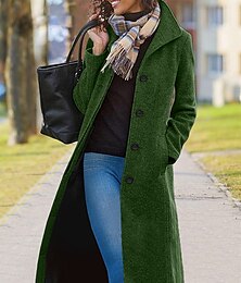 economico -Per donna Trench Tenere al caldo Comodo Formale Giornaliero Tasche Monopetto Bavero Informale minimalismo Liscio Morbido Capispalla Manica lunga Autunno Inverno Verde S M L XL XXL 3XL