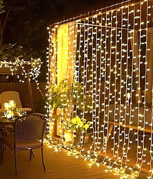 baratos -1pc cortina de luz solar à prova dwaterproof água cachoeira conto de fadas luz corda, janela luz interior para casamento, festa, luz decorativa de natal