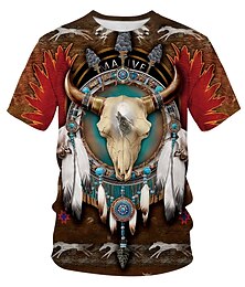 billige -amerikansk indianer Amerikansk indianer T-skjorte Anime 3D Retro 3D Blandet Farge Til Herre Unisex Voksne Karneval 3D-utskrift