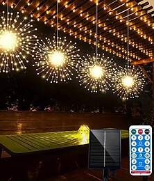 voordelige -4 stuks 8 W LED-lampen op zonne-energie Op Zonne-Energie Kerst Bruiloft Decoratie 8 verlichtingsmodi Warm wit Koel wit Meerkleurig 24 V 120*4 LED-kralen