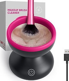 זול -Electric Makeup Brush Cleaner Machine - Alyfini Portable Automatic USB Cosmetic Brush Cleaner Tools for All Size Beauty Makeup Brushes Set (Black)