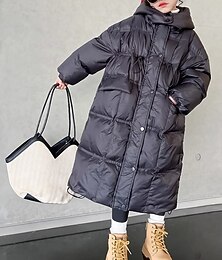 billiga -Barn Flickor Ner Pufferjacka för barn Aktiv Ficka Skola Täcka Ytterkläder 4-13 år Vinter Svart Purpur