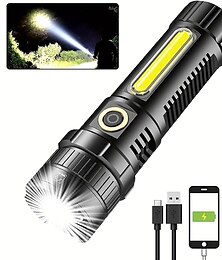 economico -Torcia tattica a led 1pz 90000 lumen elevati, torcia magnetica ricaricabile con luce da lavoro a pannocchia, xhp70.2 led super luminoso, zoomabile, impermeabile, 4 modalità migliori luci flash a led