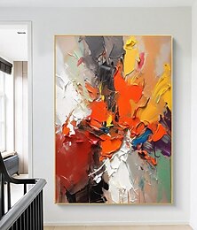 abordables -Fait à la main Peinture à l'huile Hang-peint Peint à la main Verticale Abstrait Moderne Rideau (sans cadre)