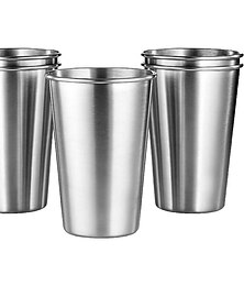 voordelige -5 stks/pak 16 oz roestvrijstalen pint kopjes onbreekbaar cup tuimelaars onbreekbaar metalen drinkglazen voor bar, thuis, restaurant