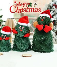 preiswerte -1 Stück elektrischer Weihnachtsbaum aus Plüsch, rotierender tanzender Weihnachtsbaum, elektrisches Weihnachtsbaumspielzeug aus Kunststoff mit Musik, animiertes Weihnachtsspielzeug in Form eines