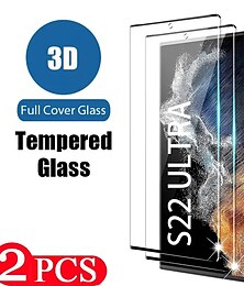 abordables -2 pcs écran Protection Pour Samsung Galaxy S24 Ultra Plus S23 S22 S21 S20 Ultra Plus FE S10 Note 20 Ultra 10 Plus Note10 Lite Verre Trempé Dureté 9H Anti bulles Anti-Traces de Doigts Haute Définition