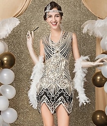 economico -Retrò Vintage Anni Ruggenti Anni 1920 Abito Flapper Vestito Abito da cocktail Il grande Gatsby Invitato al matrimonio Paillettes Per donna Matrimonio Ospite di nozze Festa / Sera Adulti Vestito Abiti