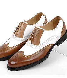 olcso -Férfi Félcipők Derby cipő Bullock cipő Gyalogló Alkalmi Napi Bőr Kényelmes Bokacsizmák Papucs Fekete / fehér Fehér / Kék Fehér barna Tavasz Ősz
