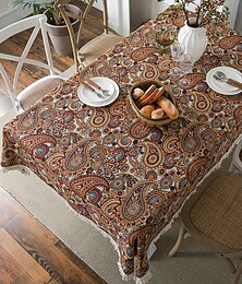 billiga -bomullslinne bordsduk vintage rektangel blommig pastoral bordsduk tvättbar bordsduk för inomhus utomhus, bondgårdsinredning, picknick