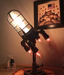 economico -lampada a razzo lampada decorativa realizzata a mano luminosità regolabile lampada a razzo steampunk decorazione per feste 24 cm 9,5 pollici