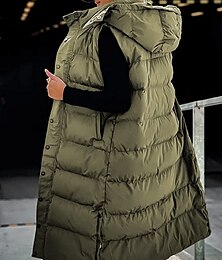 abordables -Mujer Chaleco Mantiene abrigado Transpirable Botones Bolsillo Moda Casual Estilo callejero Plano Exterior Vacaciones Calle Ropa Cotidiana Botonadura Simple Largo Sudadera Ajuste regular Sin Mangas