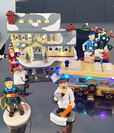 levne -vánoce národní lampoon pryskyřičná figurka dovolená prázdninový dům ručně malovaný vesnický displej dárek vánoční ozdoba domů vánoční dárek