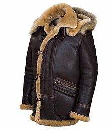 voordelige -Voor heren Jas van imitatieleer Winterjack Sherpa jas Buiten Alledaagse kleding Warm Herfst Winter Effen Modieus Streetwear Capuchon Normaal Zwart Jacks