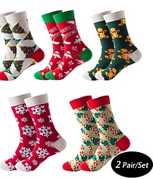 halpa -Miesten 2 paria Reunaton sukka Miesten sukat Joulusukat Punainen / vihreä Valkoinen Väri Joulu Kausaliteetti Päivittäin Perus Keskipaksu Syystalvi Thermal