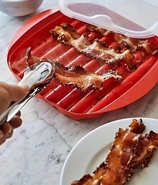 cheap -Washable Microwave Bacon Inserts Cooker Healthy With Lid Home Food Grade No Spatter Baking Tray Bacon Baking Tray Microwave Oven Meat Baking Tray Microwave Oven Bacon Tray Microwave Oven Bacon