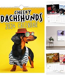 お買い得  -2024 生意気なダックスフントカレンダー面白い犬壁掛けカレンダーホームオフィス、クリスマスギフトクリスマスギフト