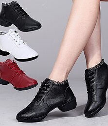 رخيصةأون -نسائي أحذية رقص أحذية الرقص تمرين رقصة مربعة قياس كبير موضة دانتيل كعب مسطخ أمام الحذاء على شكل دائري دانتيل أسود أبيض أحمر