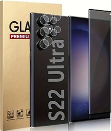 זול -[1+2Pack] מגן מסך + מגן עדשת מצלמה עבור סמסונג גלקסי S24 Ultra Plus S23 S22 S21 S20 Ultra Plus FE Note 20 Ultra Note 20 S25 Ultra זכוכית מחוסמת פרטיות נגד ריגול קשיחות 9H
