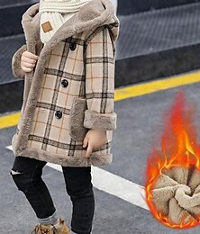 billiga -Barn Pojkar Trenchcoat Ytterkläder Rutig Långärmad Täcka Skola Häftig Dagligen Blå Kaki Vinter 7-13 år