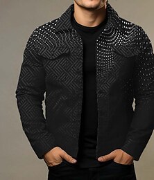 economico -Per uomo 3D Print Geometrica Camicia Giacca da camicia Sovracamicia Manica lunga Di tendenza Streetwear Originale Esterno Informale Giornaliero Autunno inverno Collo ripiegabile Stampa Nero Blu