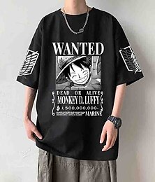 abordables -One Piece Monkey D Luffy T-Shirt Animé Dibujos Anime Harajuku Gráfico Kawaii Para Pareja Hombre Mujer Adulto Vuelta al cole Estampado en caliente