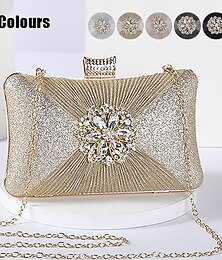 abordables -pochette élégante en strass doré pour femme avec bandoulière en chaîne – sac à main de soirée étincelant pour les mariages et les événements officiels