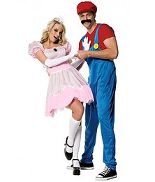 preiswerte -Prinzessin Peach Super-Brüder Cosplay Kostüm Halloween-Gruppenkostüme für Paare Erwachsene Herren Damen Cosplay Kostüme Halloween Karneval Maskerade Einfaches Karnevalskostüm