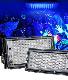 رخيصةأون -مصباح LED UV 395nm/365nm مقاوم للماء، مصباح مسرح أسود، 110 فولت/220 فولت، إضاءة حفلات مع قابس أمريكي/أوروبي، 1/2 قطعة