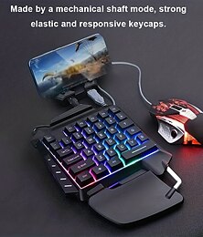 cheap -One-Handed Mechanical Gaming Keyboard RGB Backlit Portable Mini Gaming Keypad