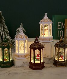 abordables -Décorations de noël, cadeaux de noël, veilleuses de chevet, père noël, lanternes à vent hexagonales, ornement suspendu de noël