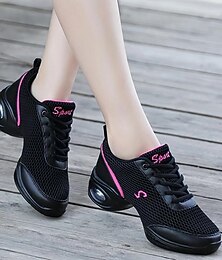 economico -scarpe da ginnastica da ballo nere da donna con dettagli rosa, suola divisa e suola con cuscino d'aria: ideali per zumba e hip-hop