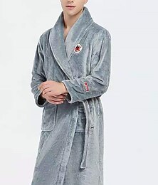 economico -Per uomo Pigiami Accappatoio Accappatoi Liscio Moda Informale Comoda Interni Giornaliero Da letto Flanella Comfort Caldo Bavero Manica lunga Tasche Cintura inclusa Autunno Inverno Vino Blu marino
